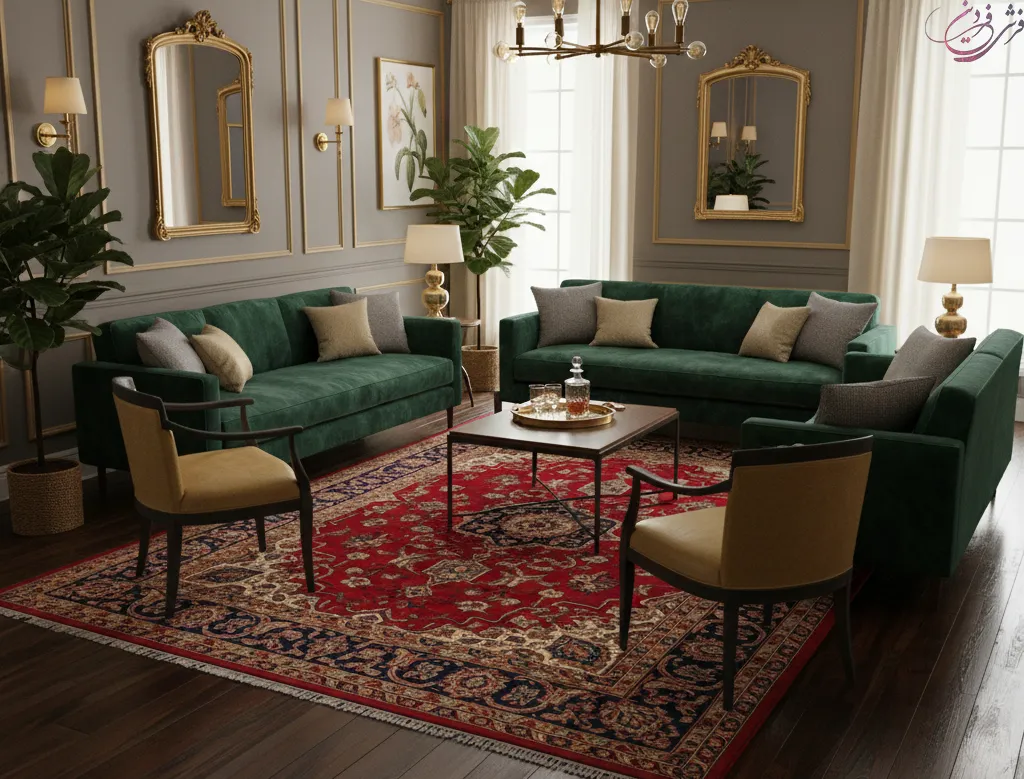 دیزاین خانه با فرش قرمز