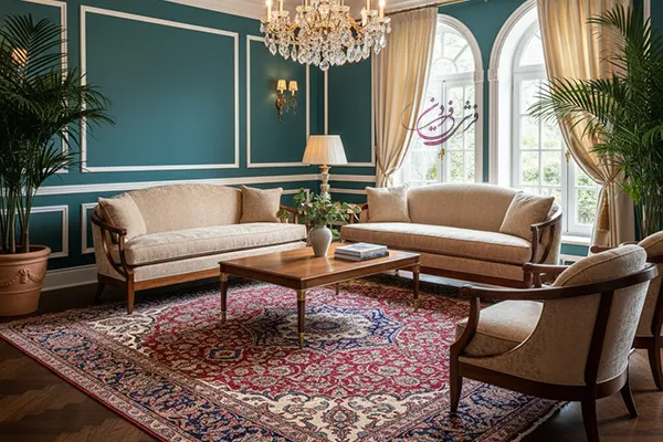 مبل نئوکلاسیک با فرش قرمز