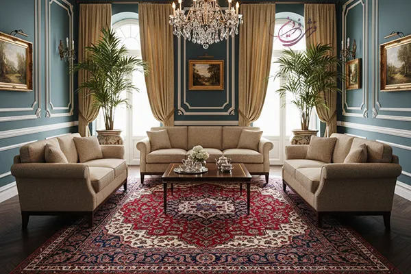 ست کردن فرش قرمز با مبل بژ