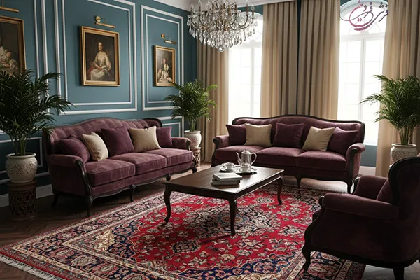 ست کردن فرش قرمز با مبل زرشکی