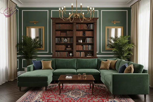 ست کردن فرش قرمز با مبل سبز