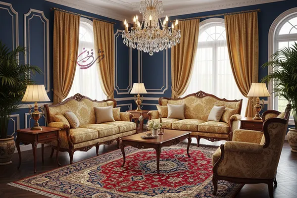 فرش قرمز با مبل کلاسیک