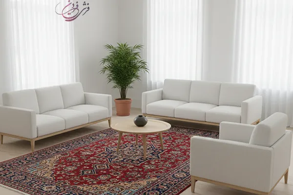 فرش قرمز با مبل مینیمال