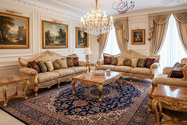 مبل سلطنتی کرم با چه فرشی ست میشه