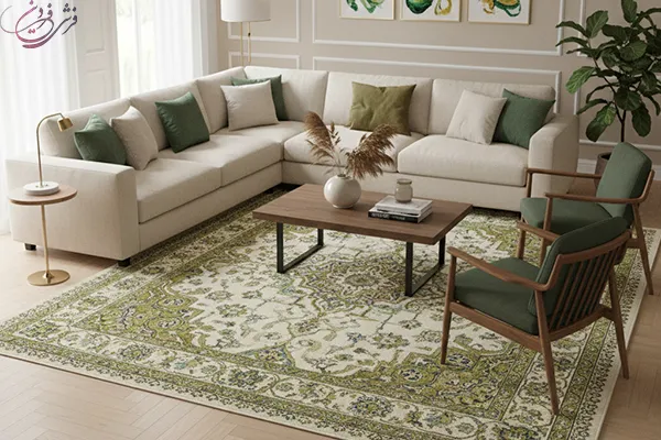 مبل کرم و سبز با چه فرشی ست میشه؟